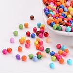 Perles de boule en acrylique massif, ronde, couleur mixte, 4mm, Trou: 1mm