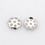 Tappi di perle in acciaio inossidabile a 304 petalo in filigrana, colore acciaio inossidabile, 6x1mm, Foro: 1 mm