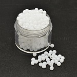 Séparateurs perles acryliques rondes opaques, blanc, 4mm, Trou: 1mm, environ 14000 pcs/500 g