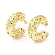 Круглые серьги-гвоздики из латуни с желобками EJEW-K248-06G