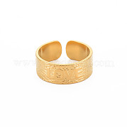 Placcatura ionica (ip) 304 piatto in acciaio inossidabile con anello aperto del polsino della parola amore per le donne RJEW-S405-205G