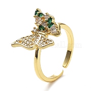 Кольцо-манжета с бабочкой из зеленого кубического циркония KK-D067-28G-RS