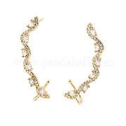 Изогнутые серьги-гвоздики с кубическим цирконием EJEW-C023-05G