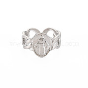 304 Stainless Steel Flat Round with Virgin Mary Open Cuff Ring for Women RJEW-S405-176P
