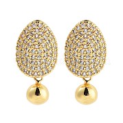 Круглые серьги-гвоздики из латуни с покрытием стойки EJEW-N055-42G-RS