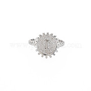 304 anillo redondo plano de acero inoxidable con letra inicial abierta para hombres y mujeres RJEW-S405-246P-I