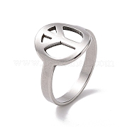 Кольцо-знак мира из нержавеющей стали 201 RJEW-J051-43P