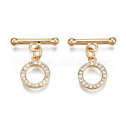 Brass Micro Pave Clear Cubic Zirconia Toggle Clasps KK-Q278-014-NF