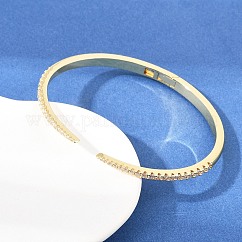 Braccialetti incernierati con micro pavé di zirconi trasparenti in ottone, bracciali per le donne, placcato di lunga durata, placcatura cremagliera, piombo & cadimo libero, vero placcato oro 18k, diametro interno: 2.13x1.85 pollice (5.4x4.7 cm)
