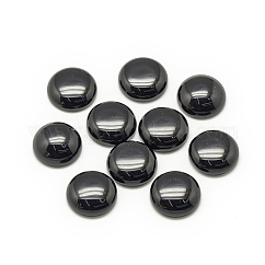 Synthetische schwarze Steincabochons, halbrund / Dome, 8x4 mm