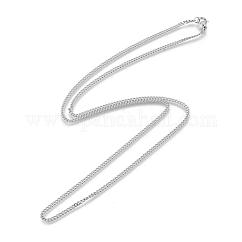 Collar de acero inoxidable 304 que no se deslustra, cadenas del encintado, facetados, con broches de langosta, color acero inoxidable, 23.6 pulgada (60 cm), 2mm