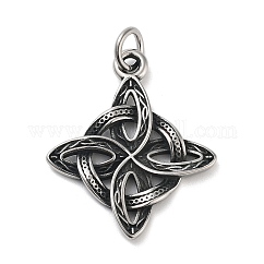 Anhänger aus Edelstahl 304, mit Sprungring, Poliert, Hexenknoten-Charme, Antik Silber Farbe, 39.5x33x3 mm, Bohrung: 6 mm
