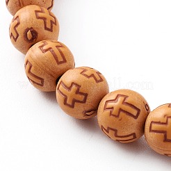 Bracelets de perles extensibles en acrylique imitation bois&nbsp;BJEW-JB06232