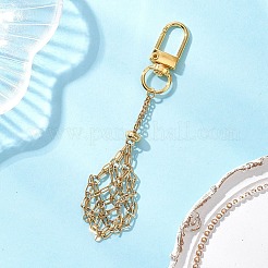 Bolsa de macramé de acero inoxidable 304 con soporte para piedras vacías&nbsp;HJEW-JM04378-01