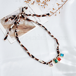 Collier en alliage avec pendentif en verre coloré&nbsp;NJEW-SP0001-17B