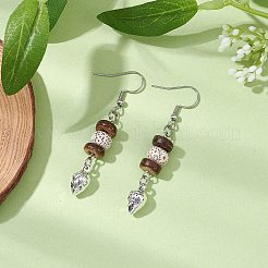 Orecchini pendenti in cocco naturale bodhi e lega&nbsp;EJEW-JE06173-02