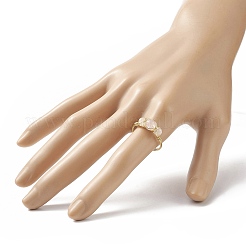 Anello da dito con perline intrecciate rotonde in quarzo rosa naturale&nbsp;RJEW-JR00550-02