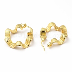 Orecchini a cerchio in ottone con onde intrecciate da donna&nbsp;EJEW-A079-03G