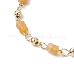 Bracciali in ottone con maglie in avventurina rossa naturale per donna&nbsp;BJEW-JB11683-04