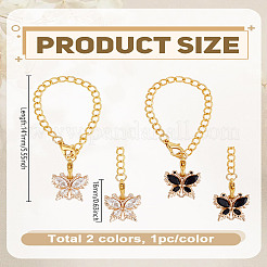 2 breloque papillon en laiton et verre&nbsp;HJEW-LP00038