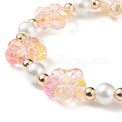 5 stücke 5 farbe glas pflaumenblüte & nachahmung perlen stretch armbänder set&nbsp;BJEW-JB08943
