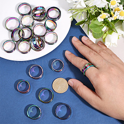 24 stücke 6 stile 201 edelstahl geriffelte finger ring einstellungen&nbsp;STAS-ME0003-12MC