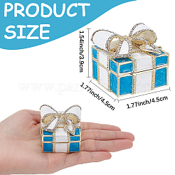 Quadratische Schleife Legierung Emaille mit Kristall Strass Schmuck magnetische Aufbewahrungsboxen&nbsp;CON-SP0001-32B