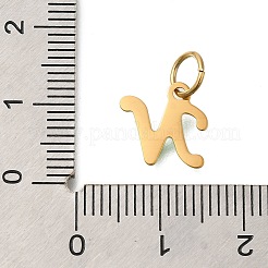 Breloques alphabet en acier inoxydable émaillé avec placage ionique (IP) 304&nbsp;STAS-F308-02G-N