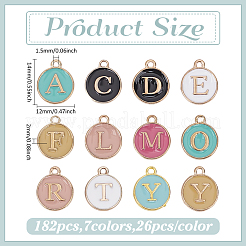 7Sets 7 Farben Anfangsbuchstaben a~z Alphabet Emaille Charms&nbsp;ENAM-ME0001-65