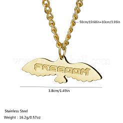 Collana con catena a maglie cubane con ciondolo a forma di aquila in acciaio inossidabile hiphop con scritta 