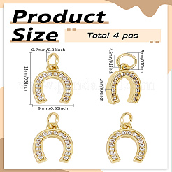 4 Stück CZ Messing Micro Pave Zirkonia Hufeisen Charms&nbsp;ZIRC-LP0001-08G