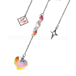 Atrapasueños colgante de metal con forma de luna y virutas de amatista natural&nbsp;GG-CBAB970-03B