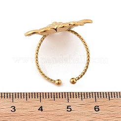 Anello polsino aperto in acciaio inossidabile 304 a forma di fiore per donna&nbsp;RJEW-M049-04G