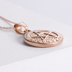 Colliers avec pendentif pentagramme viking vintage en acier inoxydable punk pour unisexe&nbsp;JV0846