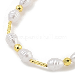 Bracciali in ottone e perle finte abs placcati a cremagliera&nbsp;BJEW-B106-13G