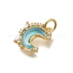 Micro pavé di zirconi chiari in ottone con ciondoli in vetro&nbsp;X1-KK-G525-06G-01