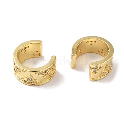 Ring mit Blatt Messing Micro Pave Zirkonia Manschette Ohrringe für Frauen&nbsp;EJEW-P281-07G