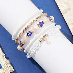 Ensemble de bracelets extensibles en verre et au chalumeau 5pcs 5 styles&nbsp;BJEW-JB09619-03