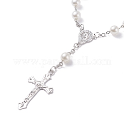 Bracciale rosario con perline imitazione preghiera religiosa&nbsp;LS-BJEW-O140-01P