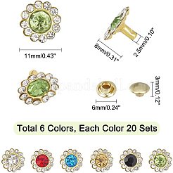 120 Satz 6 Farben Legierung Strass Nieten&nbsp;FIND-WR0003-09
