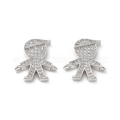 Breloques de connecteur en laiton micro pavé de zircone cubique transparente&nbsp;KK-E068-VB030