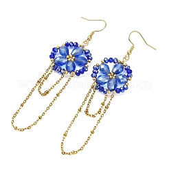 Pendientes colgantes tejidos de vidrio galvanizado para mujer&nbsp;EJEW-MZ00795-03