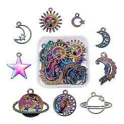 18 stücke 9 stil regenbogenfarben legierung anhänger&nbsp;FIND-LS0001-18MC