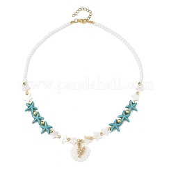 Collares de verano para mujer con colgante de estrella de mar&nbsp;NJEW-JN06506-01