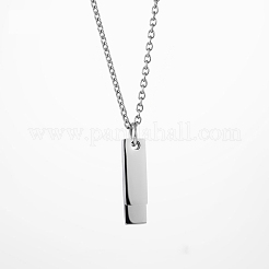 Colliers à pendentif double rectangle vierge en acier inoxydable 304 avec chaîne câble&nbsp;FS-WG7A741-02