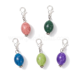 Pendentif décoratif ovale en acrylique imitation turquoise&nbsp;HJEW-JM03827
