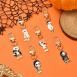 Colgante de aleación de esmalte con esqueleto de Halloween para decoración&nbsp;HJEW-YW00033-01