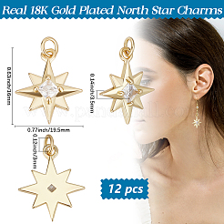12 ciondoli in ottone con micro pavé di zirconi cubici con placcatura a cremagliera&nbsp;KK-BBC0017-07