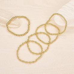 5 Stück runde Stretch-Armbänder aus Messingperlen für Damen&nbsp;BJEW-SW00151