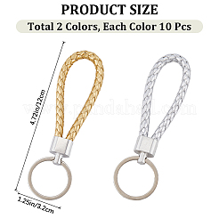 20 porte-clés en cuir PU tressé 2 couleurs&nbsp;KEYC-CP0001-20